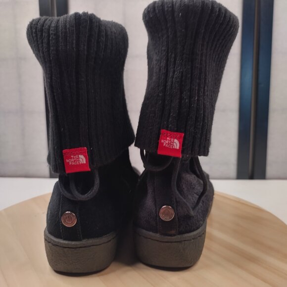 The North Face Black Suede & Cable Knit Distressed Snow Boots Women US 7 - Picture 7 of 15